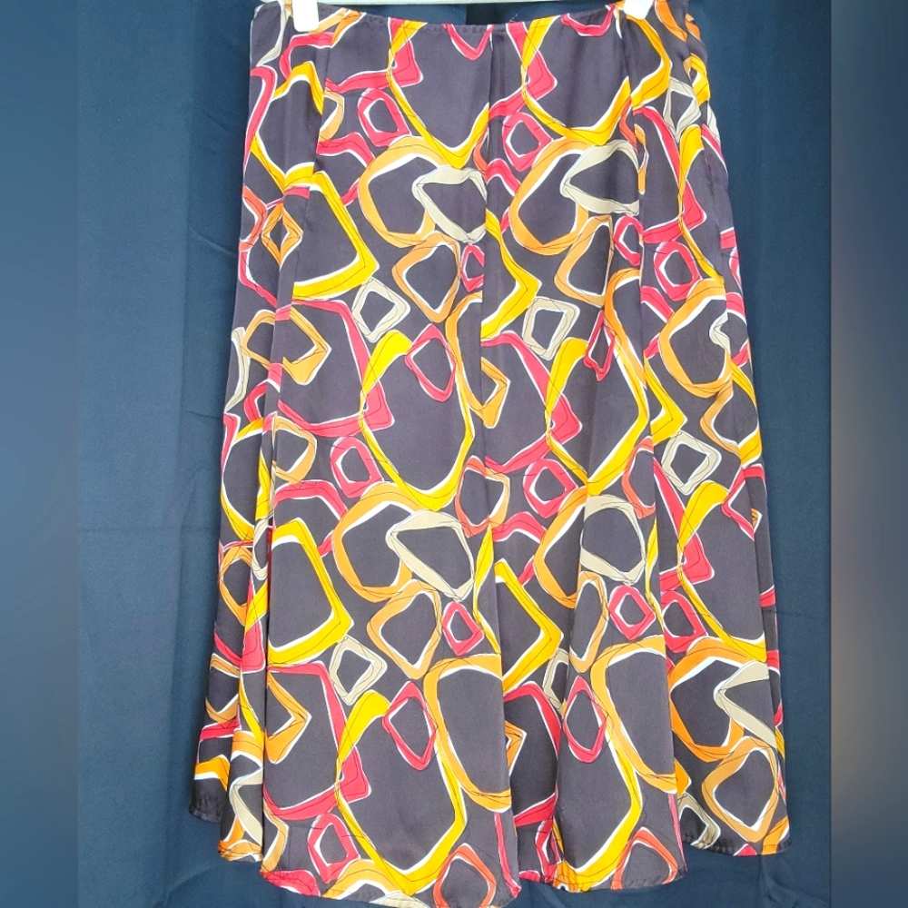 Abstract Brown and Orange Silky Skirt